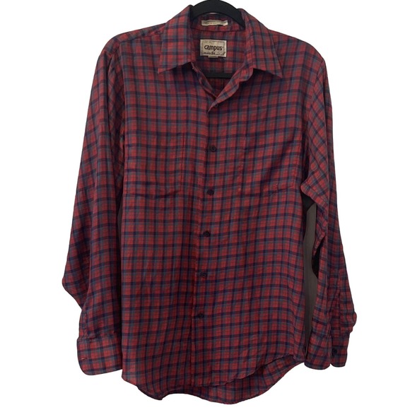 Vintage Campus Button Up Shirt size M medium 1990 Poly Cotton - Picture 1 of 7
